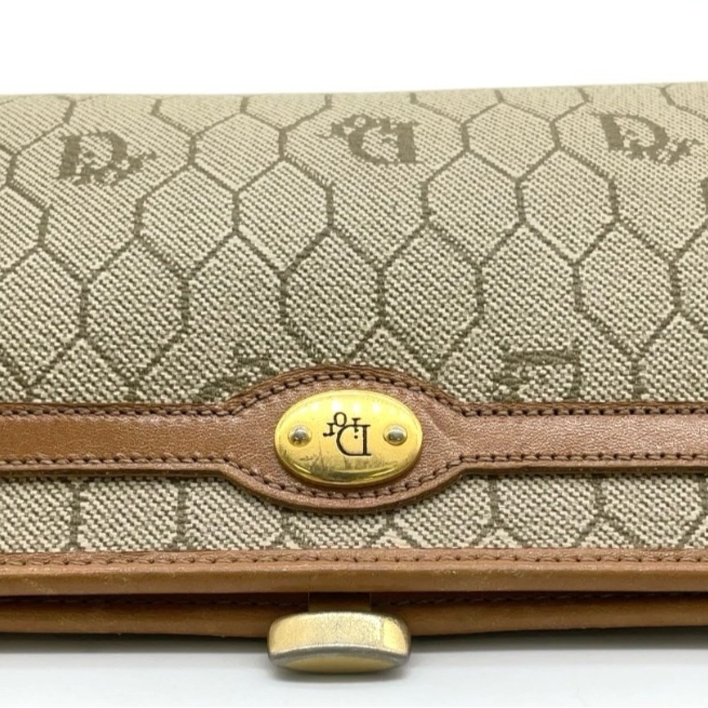 Christian Dior Honeycomb Beige PVC Mini Purse Coin Case